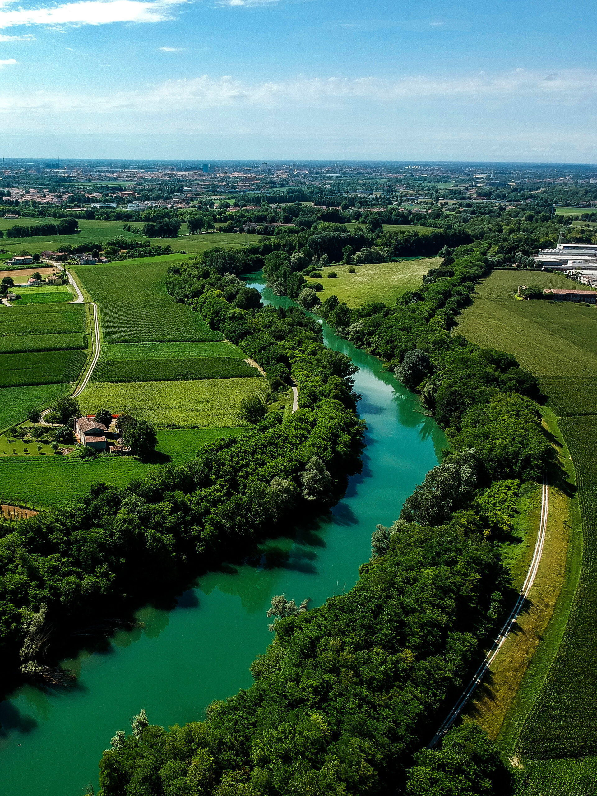Padua, Italy: aerial view Brenta river