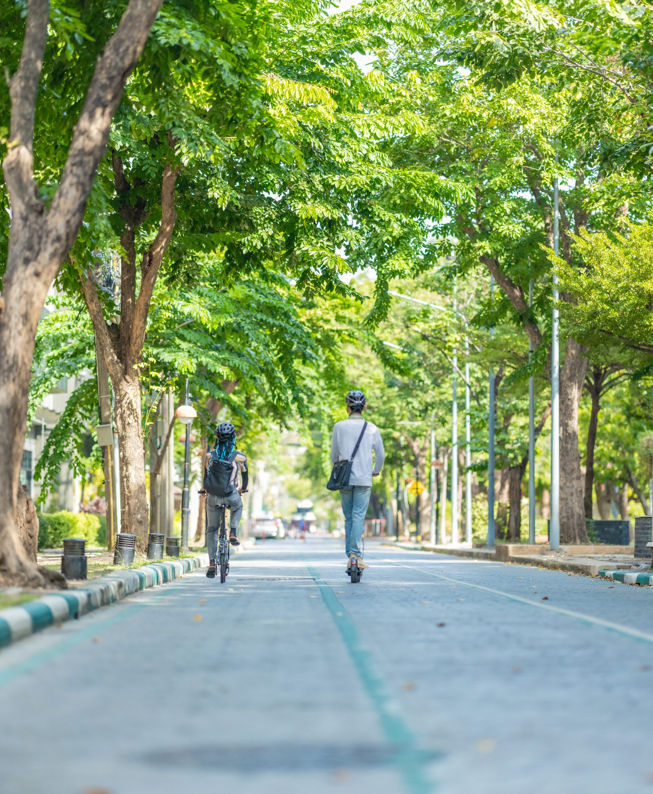 Young Commuters with Eco-Friendly Transportation